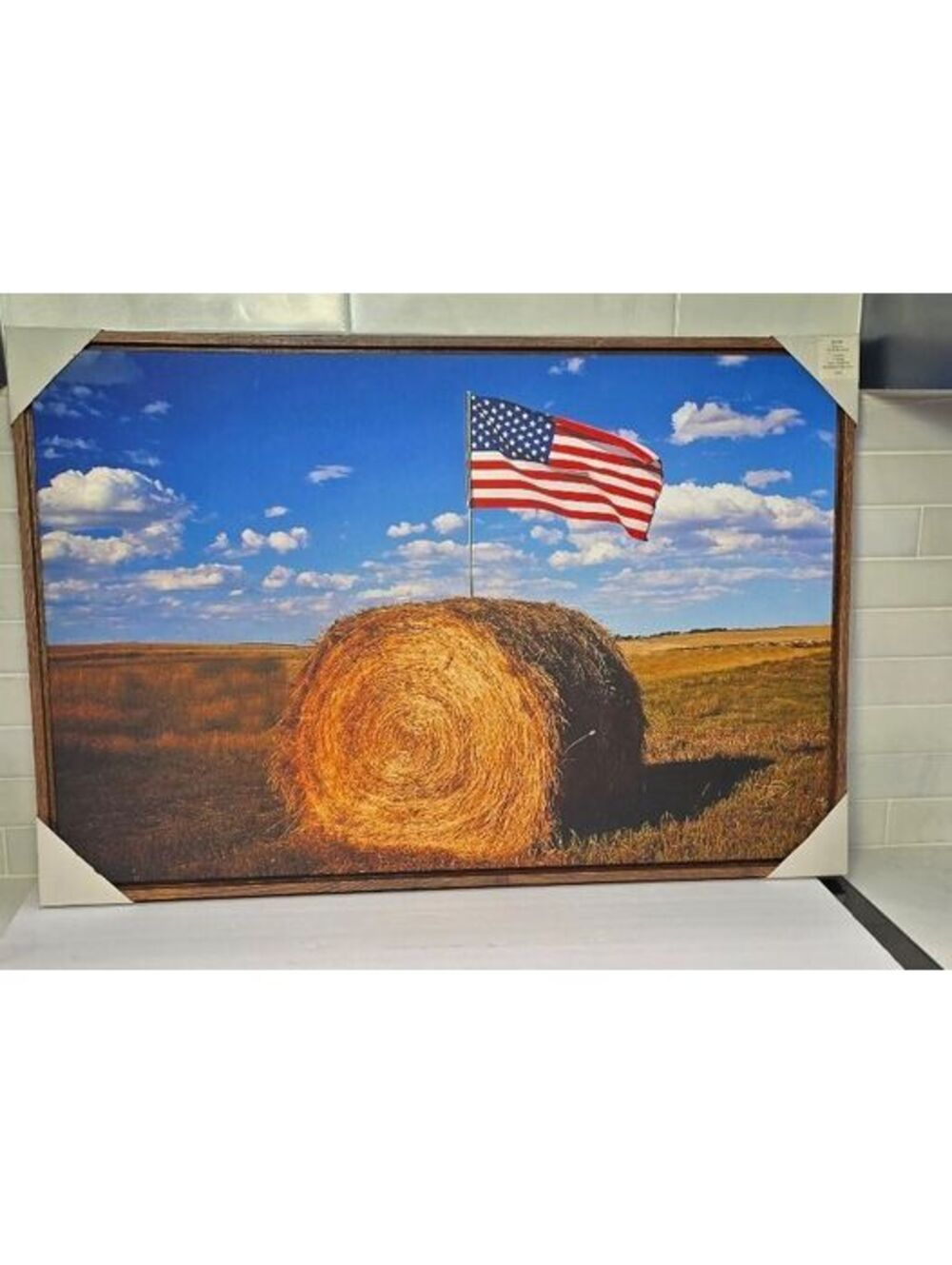 Hobby Lobby American Flag Hay Bale Canvas Wall Art 20x30 Inches